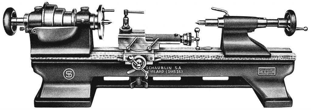 beautiful schaublin 70 lathe in black and white