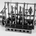 Black and white workshop photo stuart triple expansion marine steam engine